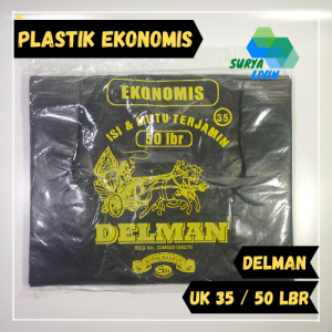 Kantong Plastik Kresek Besar Delman Ekonomis Uk. 35 Hitam isi 50 lembar Plastik Warung Toko Kualitas LOCO
