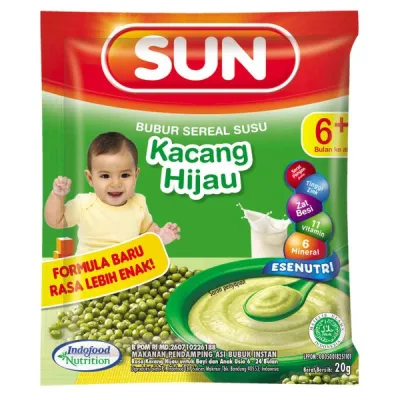 SUN MPASI BUBUR SEREAL SACHET 20gr EKONOMIS 6 BULAN INSTAN TIM BERAS MERAH PISANG SUSU KACANG HIJAU AYAM KAMPUNG BAYAM UBI UNGU CEMILAN ANAK BAYI MAKANAN BAYI SUSU FORMULA IBU DAN BAYI GROSIR MURAH RENCENG ECERAN 6+ 8+