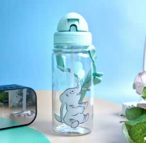 BOTOL MINUM ANAK SEKOLAH TK-SD 350ML SEDOTAN SILIKON BOTOL MINUM TALI PANJANG GAMBAR KARAKTER LUCU IMUT