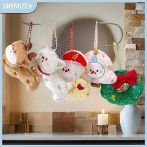 【SHANGZE4】 Đáng yêu Giáng sinh nhồi Búp bê đồ chơi ba lô mặt dây chuyền phụ kiện Quà Tặng Kawaii phim hoạt hình sang trọng Santa Claus cây Giáng sinh Keychain