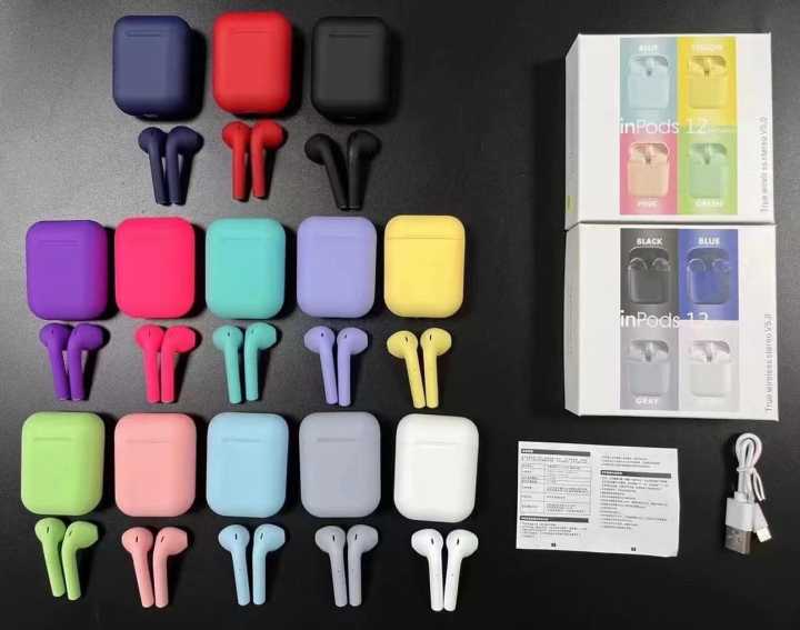 Earphone Handfree bluetooth inpods 12 high quality White inpods 12