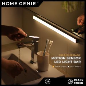 Motion Sensor LED Night Light Bar USB Rechargeable for Cabinet Corridor Bedroom Toilet Kitchen Stairs by Home Genie