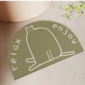 พรมเช็ดเท้า รูปแมว หน้าห้องน้ำ ซับน้ำได้ดี แห้งไว  ไดอะตอมไมต์ พรมห้องน้ำ