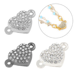 2 Sets Love Heart Shape Magnetic Clasps Bracelet Lock Connector Diamond Magnet Buckle End Closure for DIY Jewelry Making Findings