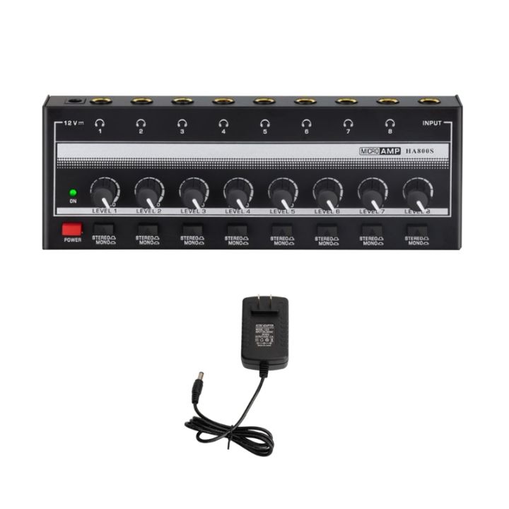 8 Channel Headphone Amplifier with Mixer Function for Recording Studios and Stage Applications