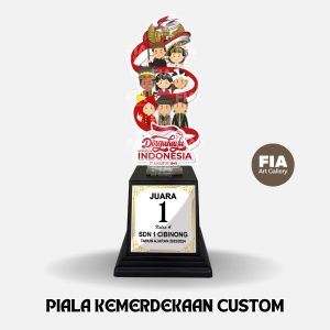 Piala Akrilik Custom Stiker Tatakan Souvenir Hadiah Kemerdekaan Agustusan Ikan Mas / Carp Motocross Musik Mic / Karaoke Trophy Piala Custom Murah