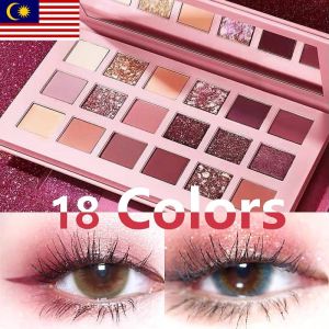[New stock] Hot NUDE 18 Colors Rose Red Pearlescent Matte Eye Shadow Pallete/18 bayangan mata/Make UP/18色玫瑰红珠光&亚光眼影【RococoShop】