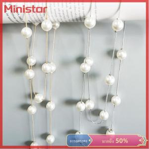 Ministar เข็มขัดผู้หญิงประดับมุกแบบเรียบง่ายปรับได้สายโซ่โลหะบางสำหรับสุภาพสตรีชุดเดรสสายรัดเอวแบบบางเครื่องประดับตกแต่ง