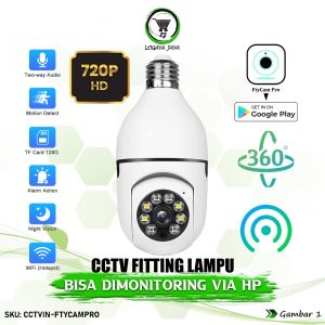 IP Camera CCTV Bohlam Bulb E27 Wifi Wireless PTZ Rotation 360 Panorama Kamera Full HD 1080P Night Vision Motion Detection Kamera CCTV Model Fitting lampu Pengintai Pengawas Sistem Keamanan Cctv Mata mata Rumah Home Security Cam Cctv Mini Kecil Tersembunyi