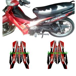 STIKER STRIPING LIS LES BODY MOTOR YAMAHA VEGA R 2006 HITAM-MERAH 1SET STANDAR FULL SET