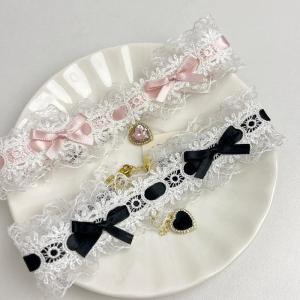 [fenggongshuode] Short Lace Choker Nekclace For Women Girl Fashion Lolitas Heart Pendant Gothic Collar Necklace Gift For Party Cosplay Jewelry