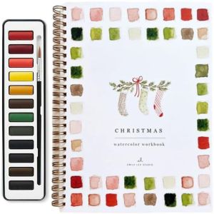 WISHAHA Beginner-Friendly Watercolor Workbook With Color Palette with Paint Brush 12 Colors Watercolor Paint Set Portable Watercolor Paint Book for Kids Adults Teens
