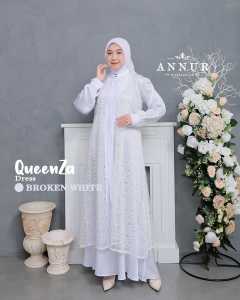 GAMIS QUEENZA BY ANNUR DRESS CARDENZA PREMIUM MIX OUTER BRUKAT VIERI MODEL ELEGAN KEKINIAN REMAJA FASHION HAJATAN KONDANGAN TERBARU