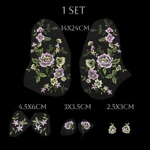 1set Embroidery Flower Patch DIY Flower Floral Patch Mesh Embroidery Flower Patch Cloth Flower Patch Applique Lace Patch