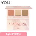 YO.U 3 in 1 Sparkling Face Palette Radiance Look. 