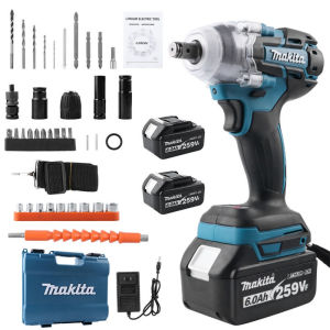 Makita Cordless Brushless Electric Impact Wrench 198V 2 Battery Socket Set