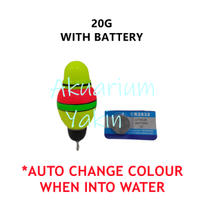 4077 PELAMPUNG TUKAR WARNA SECARA AUTOMATIK SEMASA KENA AIR AUTO CHANGE COLOUR IN WATER MAGIC LIGHT FLOAT 40G WITH BATTERY EXCHANGE COLOUR IN WATER FISHING ACCESSORIES