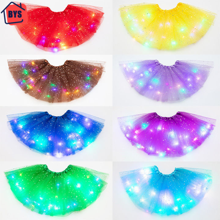 BYS Little Girl LED Light Up Chiffon Tutu Skirt Baby Girl Princess ...