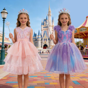 Good Witch Costume Girls Glinda Costume Dress Kids Wicked Cosplay Dress Up Outfits for Birthday Halloween 4-10Y2026
