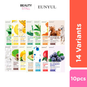 EUNYUL Natural Moisture Mask Pack 10pcs Set (Same Type 10pcs) | Korea Moisture Vitamin Pearl Green Tea Daily Mask
