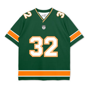 Kaos Jersey Oversize Retro Vintage Boxy Fit Streetwear Sport Number 32 hijau