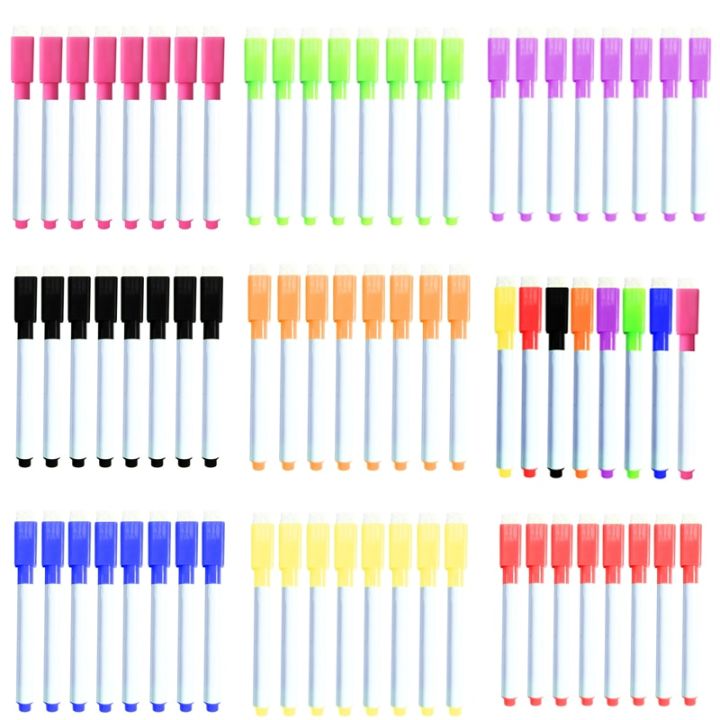 8Pcs WaterColour Brush Whiteboard Marker Pens White Board DryErase