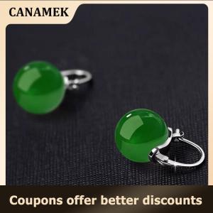 【 CANAMEK 】 Ancient Style Jade Bead Earrings Gentle Fashion Temperament Ear Buckle For Women Girls Retro Earrings Jewelry Accessories Gifts