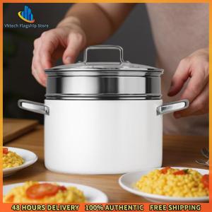 【Clearance sale processing】 Kitchenware Ceramic Soup Pot with Stainless Steel Handle Ideal for Vegetable and Meat Soups 3.2L