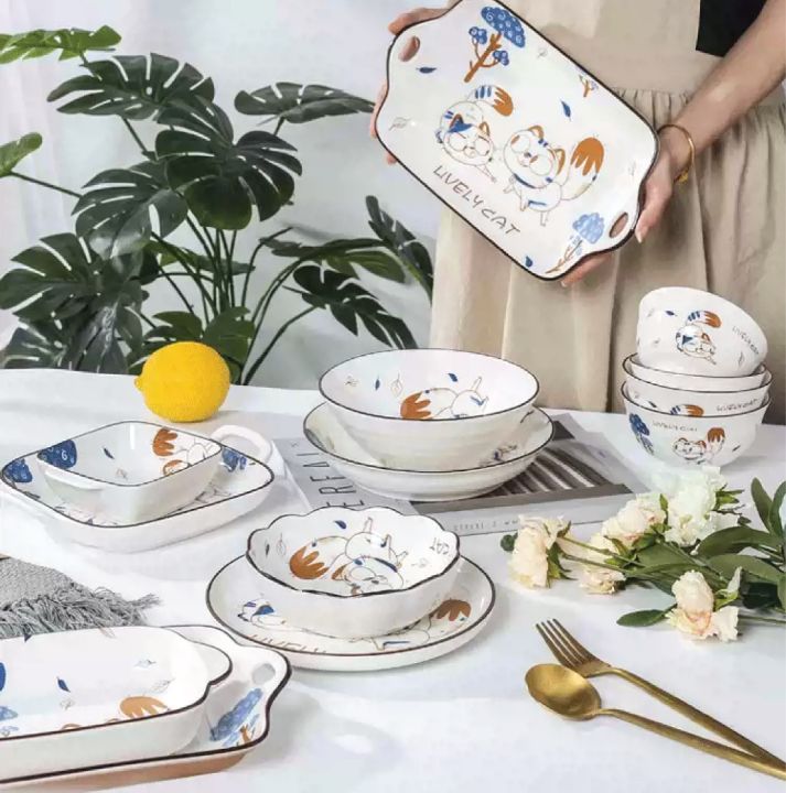 Cat%20Series%20Kitchenware%20Ceramic%20Tableware%20Set%20Dumpling%20Plate%20Rice%20Bowl%20Soup%20Bowl%20Baking%20Pan%20-%20Mangkuk%20Pinggan%20-%20Image%202