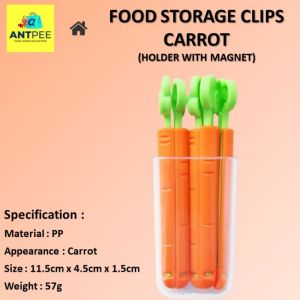 𝐀𝐍𝐓𝑃𝐸𝐸 𝐅𝐨𝐨𝐝 𝐒𝐭𝐨𝐫𝐚𝐠𝐞 𝐂𝐥𝐢𝐩𝐬 𝐇𝐨𝐥𝐝𝐞𝐫 𝐁𝐨𝐱 🐜 5pcs Carrot Fresh-Keeping Clamp Sealer Food Bag Sealing Clip 食品封口夹 萝卜密封夹 kitchen