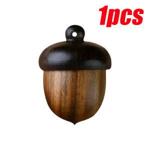 2pcs rắn gỗ tự nhiên Y học Hộp đựng thuốc gỗ đàn hương thuốc bằng gỗ Máy tính bảng trường hợp mini Pinecone hình dạng hạt lưu trữ hộp đồ treo móc khóa