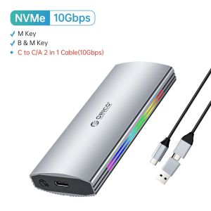 ORICO RGB 10Gbps M2 NVMe SSD Enclosure Aluminum USB3.1 Gen2 Case for M Key M&B Key Solid State Drive for Video Editing