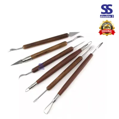 Modeling Clay Tools Set Pottery Sculpting Tools Art Crafts Clay Set of 6 (COKLAT)