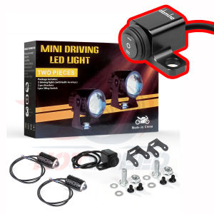 2 PCS Motorcycle Mini Driving Lights High Low Yellow/White LED Headlight for Motorcycle with Domino 3 Way Switch