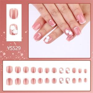 Valentines Nail French Tips Short Square Press On Nail Elegant Designs Stick on Nail Manicure for Various Occasions