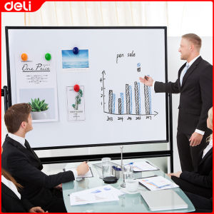 Deli Two Side Whiteboard With Stand Set Free Gift 1Pc Eraser 2Pc Whiteboard Pen 4Pc Magnet 36In×48In E7882