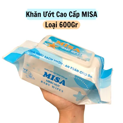 [ Đã Kiểm Nghiệm ] Thùng 7 Gói Khăn Ướt MISA 600Gram - Vải Khổ Lớn 18x24 - Chất Vải Cotton Mềm Mịn - Không Xù Lông - Không Mùi - Không Paraben