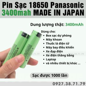 [FREESHIP] Combo 10 cặp pin 18650 Panasonic 3400mah MADE IN JAPAN - Dùng cho sạc dự phòng máy khoan đồ chơi đèn pin