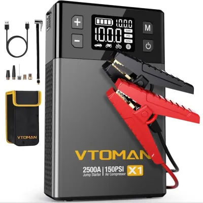 VTOMAN X1 Pro 10000 mAh Jump Starter Aki Powerbank Pompa Angin Portable Jumper Aki Mobil