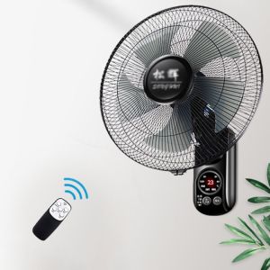 Wall Mount Electric Fan With Remote Control 7.5H Timing Set Air Volume Adjustment 5-Blade Inverter Circulating Wall Fan for Office Home