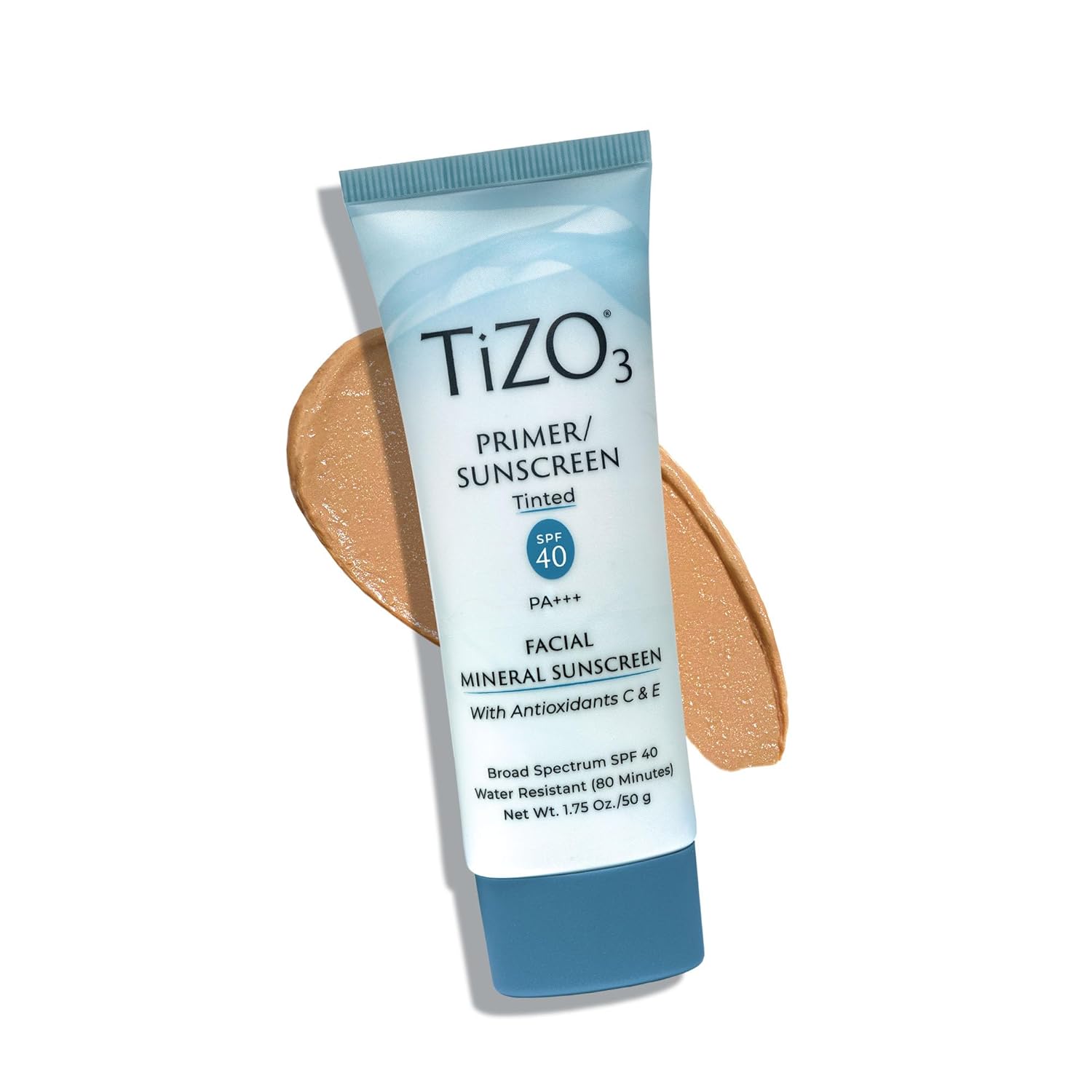 TiZO3 Facial Mineral Sunscreen and Primer, Tinted Broad Spectrum SPF 40 with Antioxidants, Sheer matte finish, Fragrance-Free, Oil-Free_voghion.com
