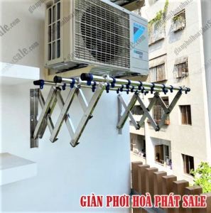 (inox dày 304) Giá phơi quần áo gắn tường Inox 304 dài 2m HÒA PHÁT Giàn phơi thông minh gấp gọn  siêu bền bảo hành 5 năm