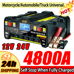 【10year Warranty】 Car Battery Charger 4500a 12v/24v Fast Pulse Power Chargers Full Automatic Intelligent Repair Lead Acid Battery Universal Repair Type With Digital Lcd Display For Automatic Motorcycle Electric