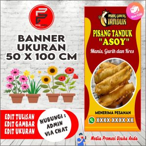 Banner Pisang Goreng / Spanduk Jual Pisang Goreng Tanduk / Banner Pisang Goreng Tanduk Ukuran 50 x100 cm