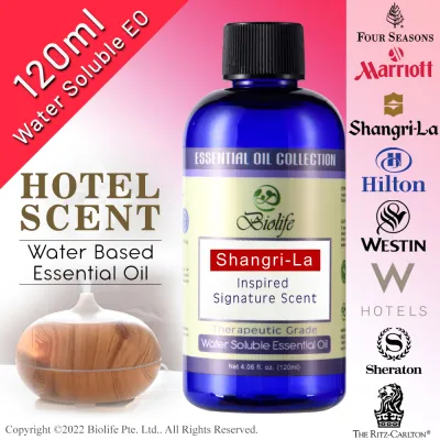 Biolife Premium Hotel Scent Water Soluble Aromatherapy Essential Oil (120ml). [Shangri-La Hilton Westin Sheraton Ritz-Carlton Marriott Four Seasons W Hotel] For use with Aroma Diffusers Air Revitalizers Air Purifiers Humidifiers.