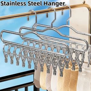 Stainless Steel Hanger with Clip Sock Underwear Drying Hanger Multi Functional Clothes Drying Tool Laundry Clips Sock Drying Rack