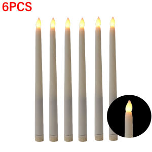 1/6 Pcs LED Long Pole Electronic Candle Lights / Battery Operated Flickering Flameless Ivory Taper Candle / 28 cm Yellow Amber Battery Christmas Candles / Wedding Birthday Party Decoration Atmosphere Supplies
