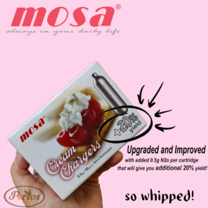 Mosa N20 Cream Charger 10pcs set of 6 Boxes UPGRADED AND IMPROVED! 8.5G per Cartridge (+20% Yield)