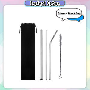 [iRojak] Stainless Steel Metal Reusable Drinking Washable Metal Straw Set 304不锈钢吸管 Straw Minuman - TW10