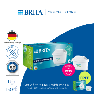 BRITA Water Filter Cartridge MAXTRA PRO Pure Performance (All-in-1) Pack 6 | Original refill for all BRITA jugs for pure tasting water - filters micro impurities PFAS chlorine limescale & metals